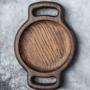 Handmade Wooden Serving Round Tray with Handles