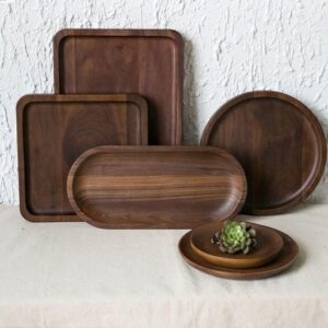 Round Square Rectangle Oval Food Snack Wooden Tray Tea Plate Dining Table Mat Decor