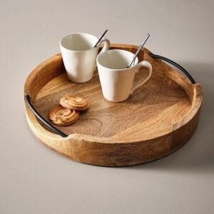 Wood Unfinished Circular Tray for DIY Crafts